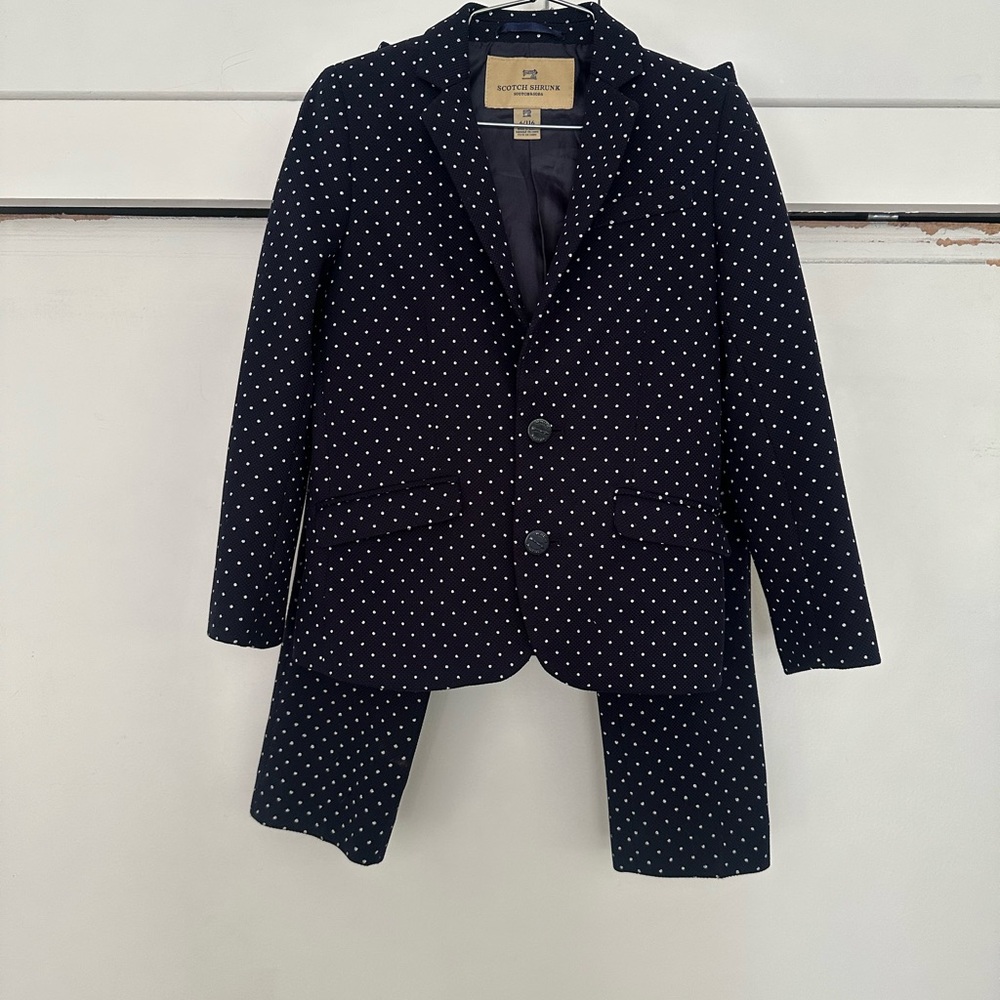 Scotch Shrunk Boys Navy Blue Poka Dot Blazer and Pants Set